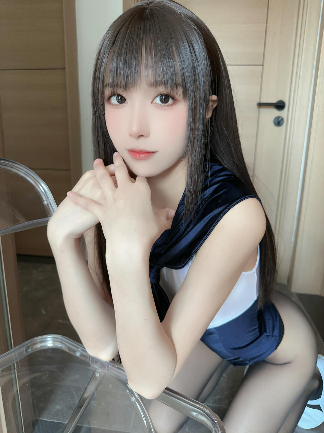 布丁大法 NO.059 无内黑丝蜜臀美腿 蓝色连体泳 [95P+6V／853MB]_第4集