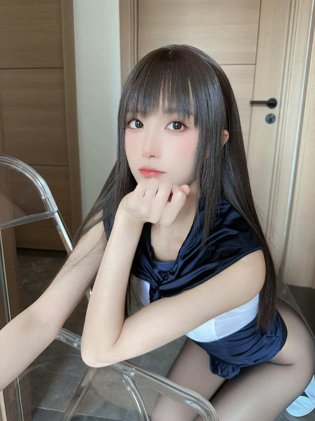 布丁大法 NO.059 无内黑丝蜜臀美腿 蓝色连体泳 [95P+6V／853MB]_第4集