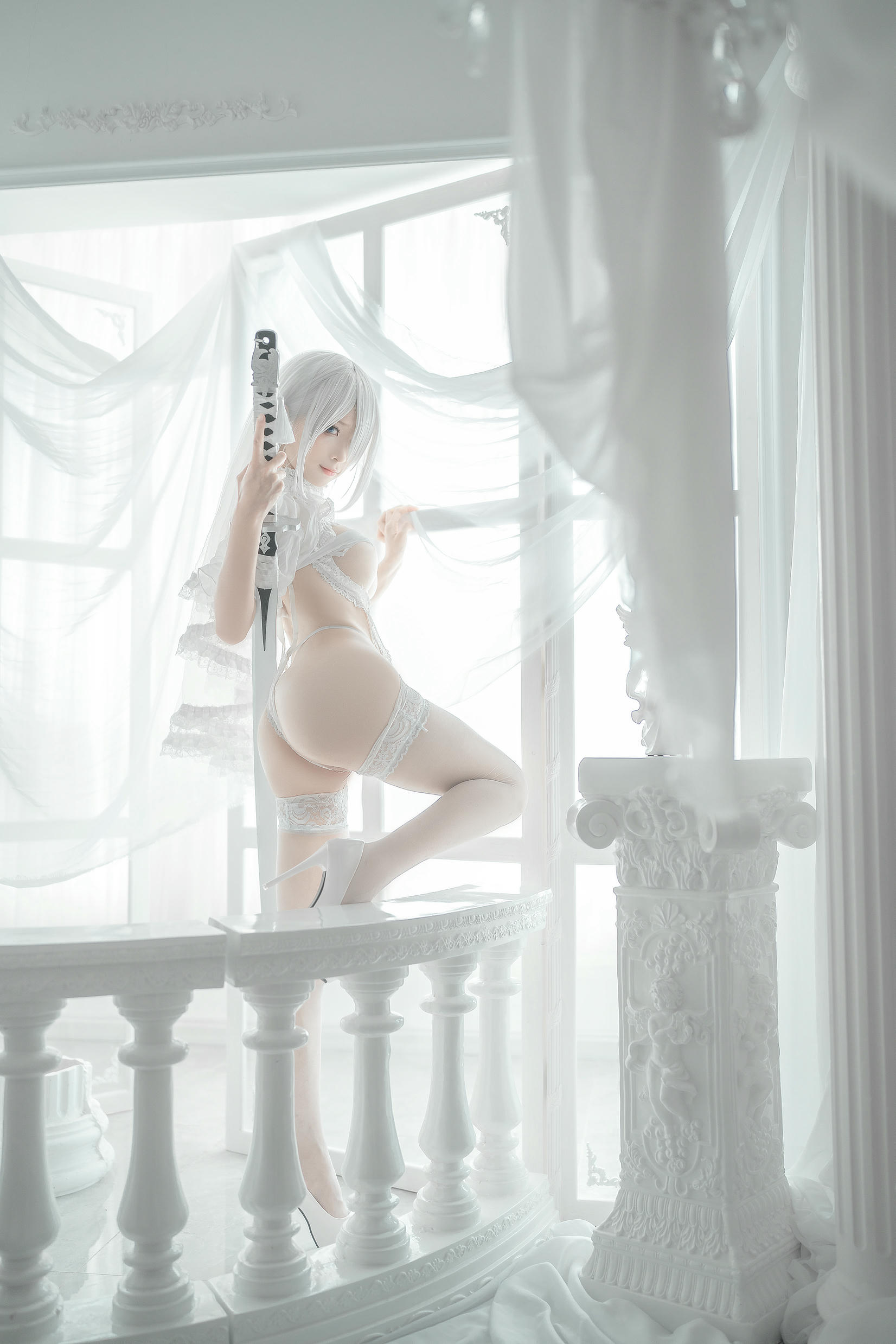 蠢沫沫 NO.135 2B 白婚纱 [59P 536MB]_第1集