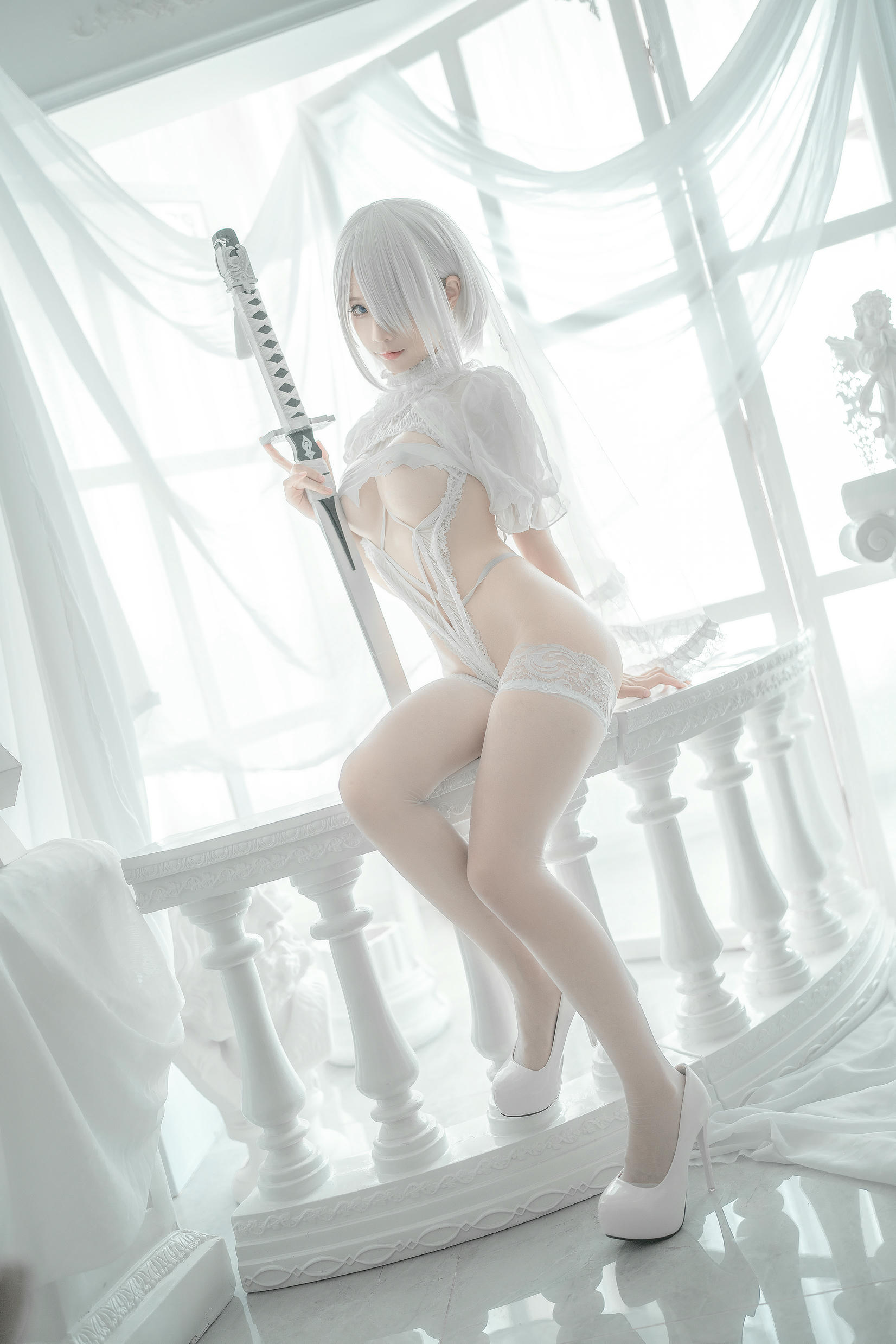 蠢沫沫 NO.135 2B 白婚纱 [59P 536MB]_第1集