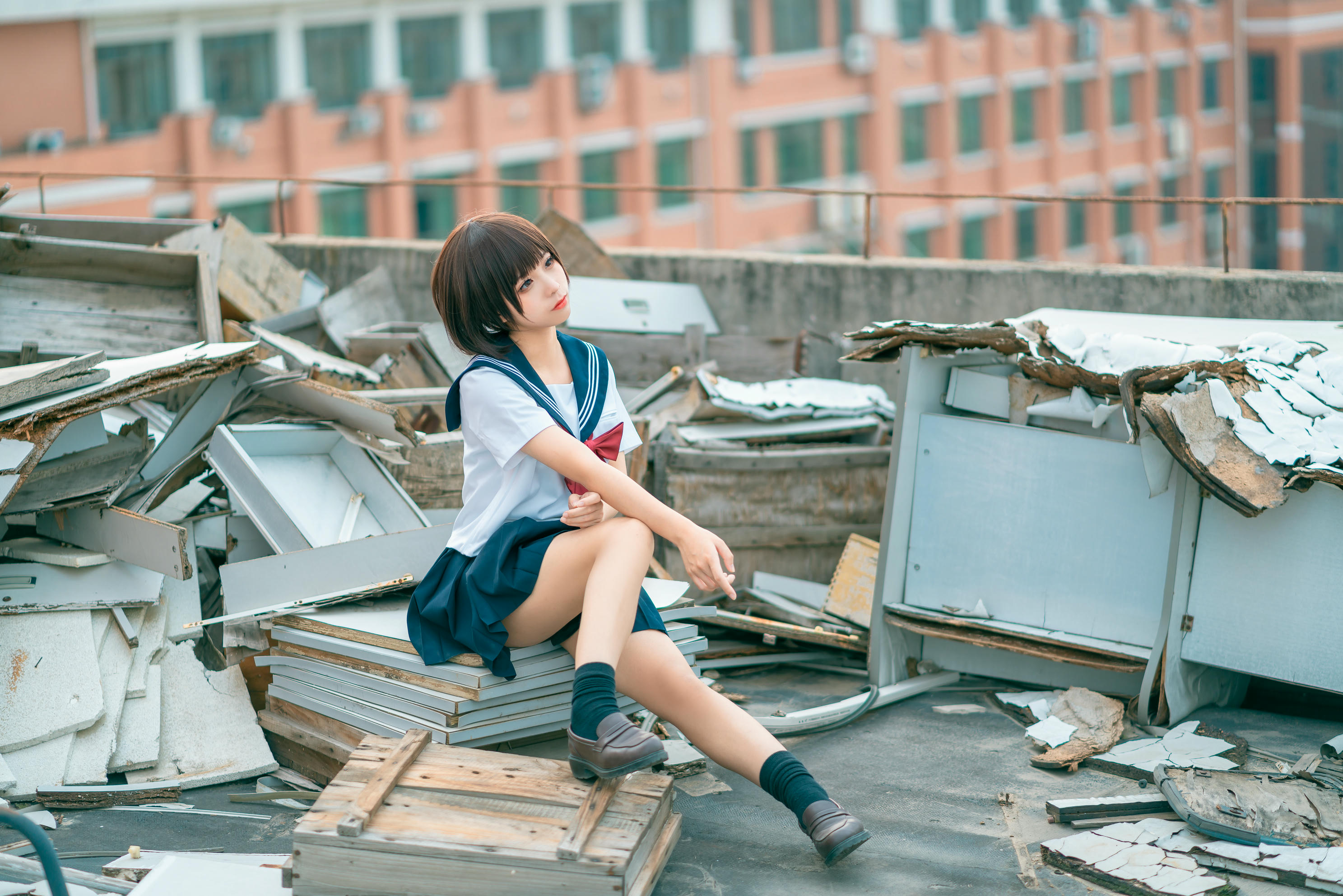 蠢沫沫 NO.046 天台jk [40P 443MB]_第1集