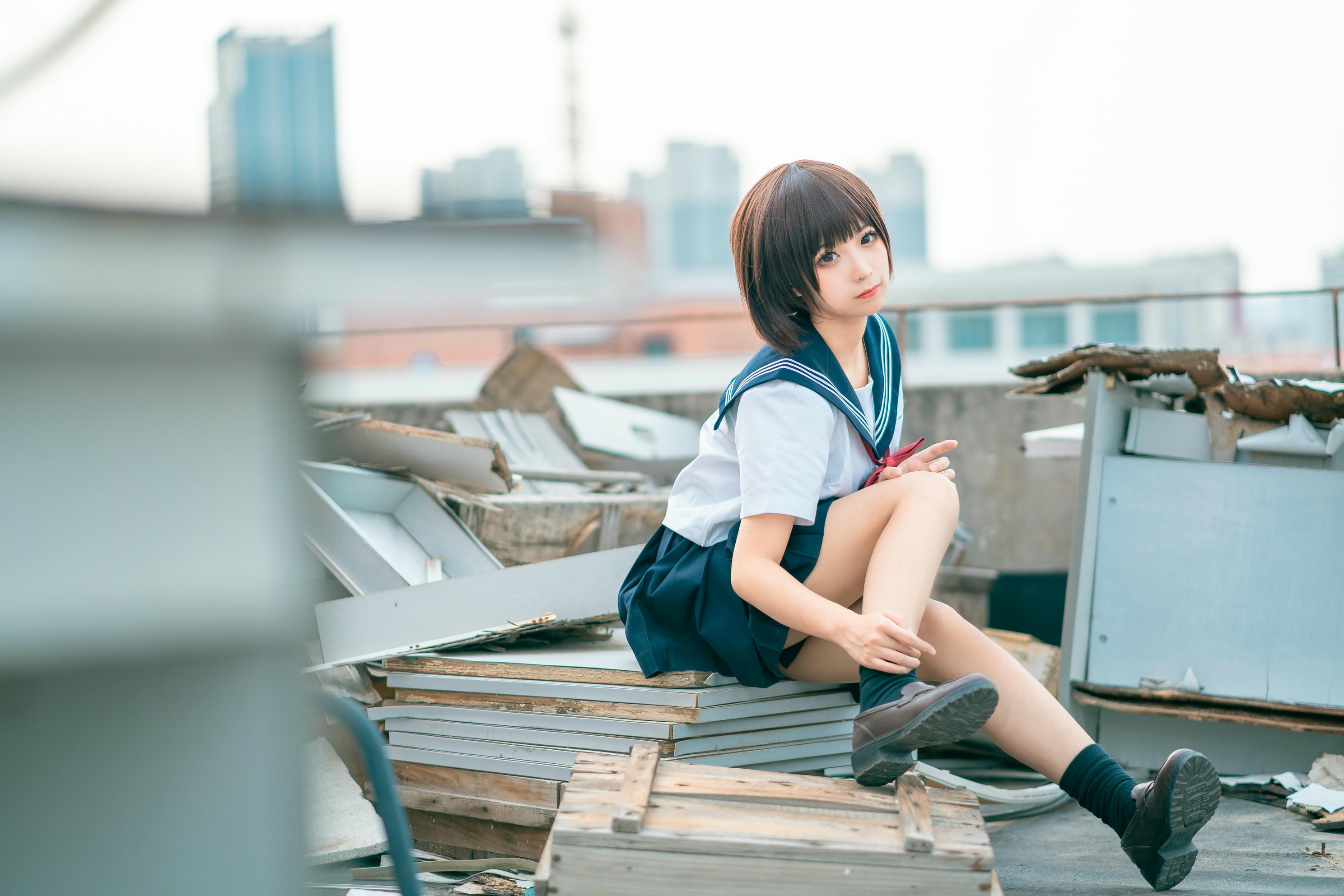 蠢沫沫 NO.046 天台jk [40P 443MB]_第1集