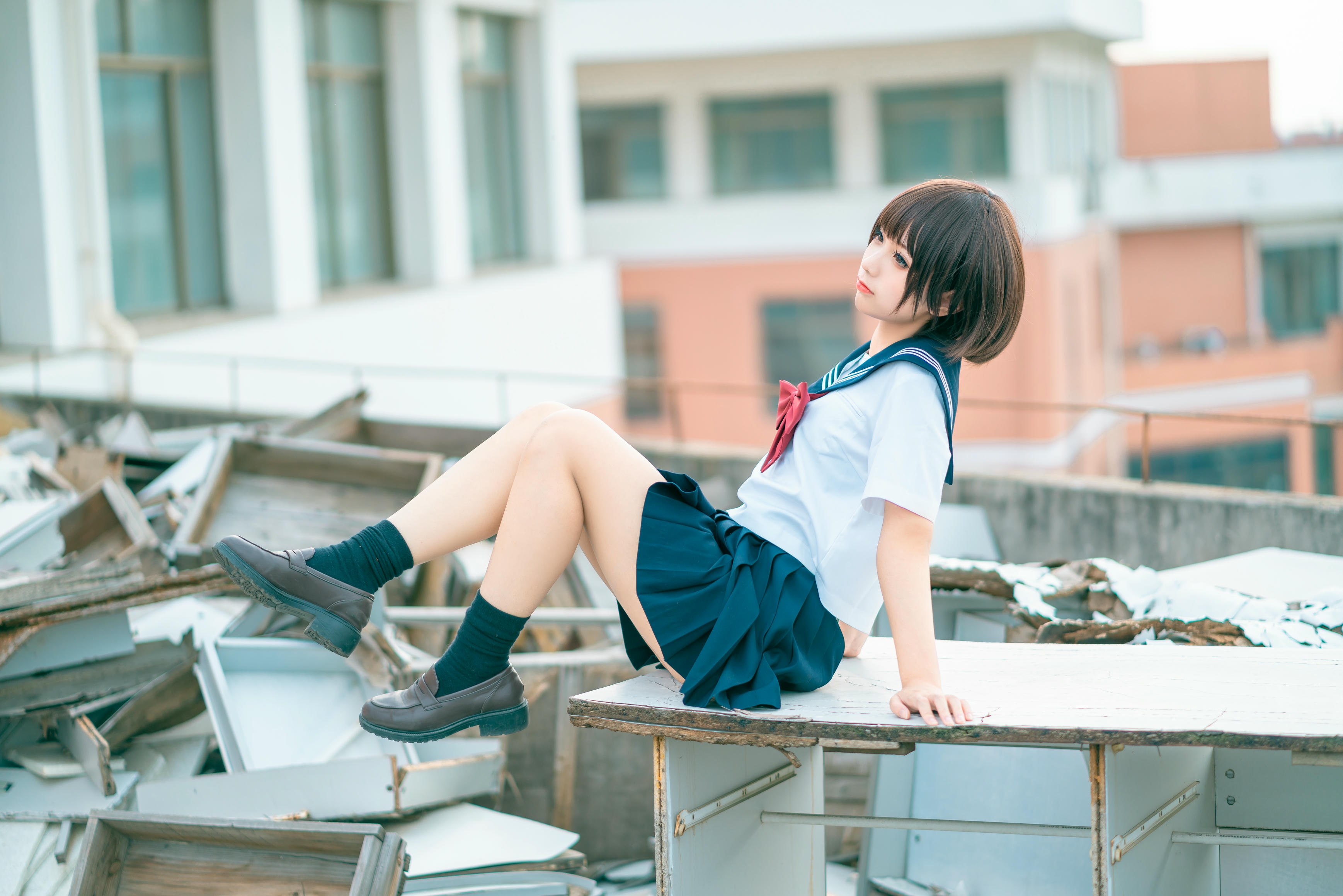 蠢沫沫 NO.046 天台jk [40P 443MB]_第1集