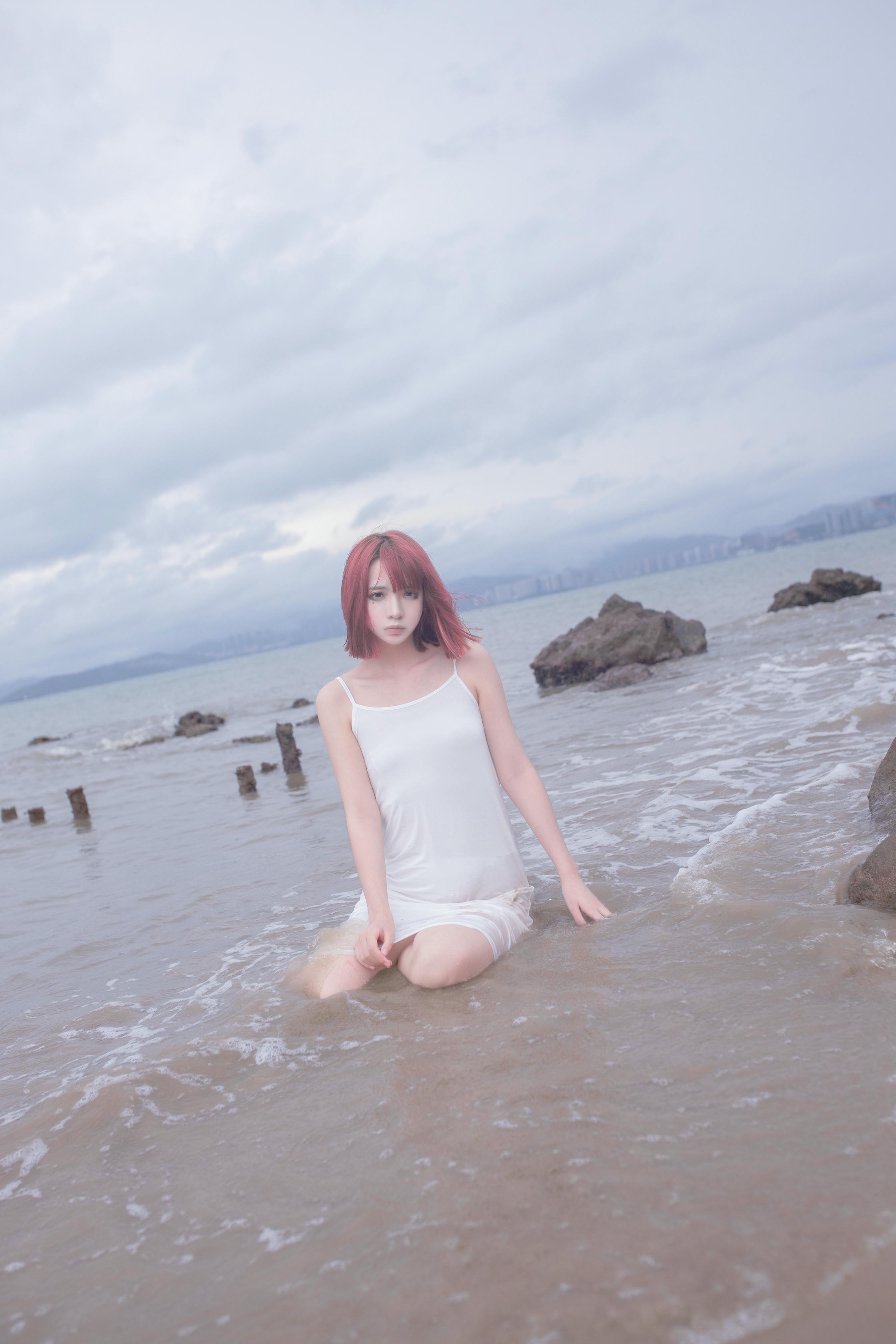 疯猫ss NO.087 500w粉丝福利 海浪白连衣_第1集