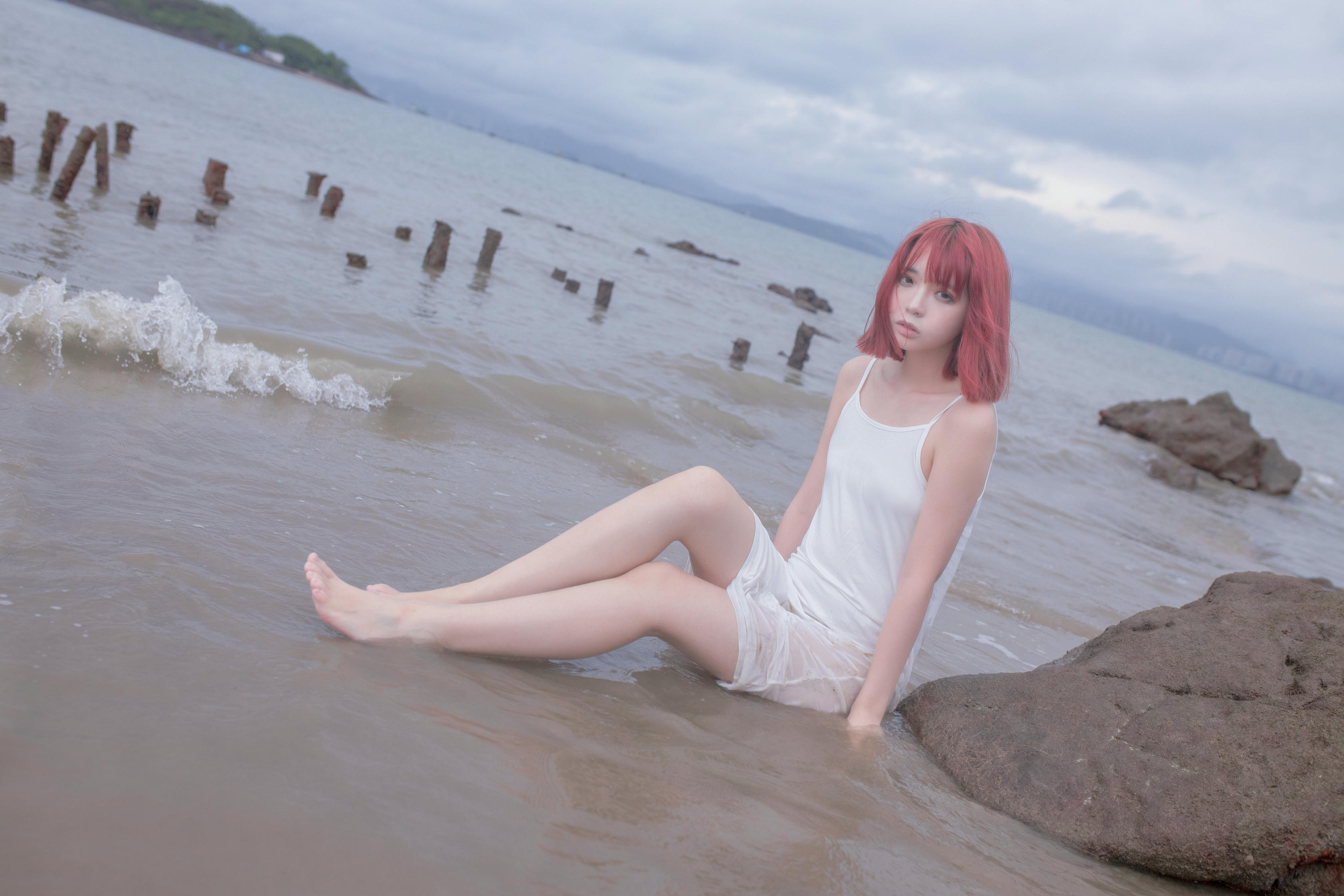 疯猫ss NO.087 500w粉丝福利 海浪白连衣_第1集