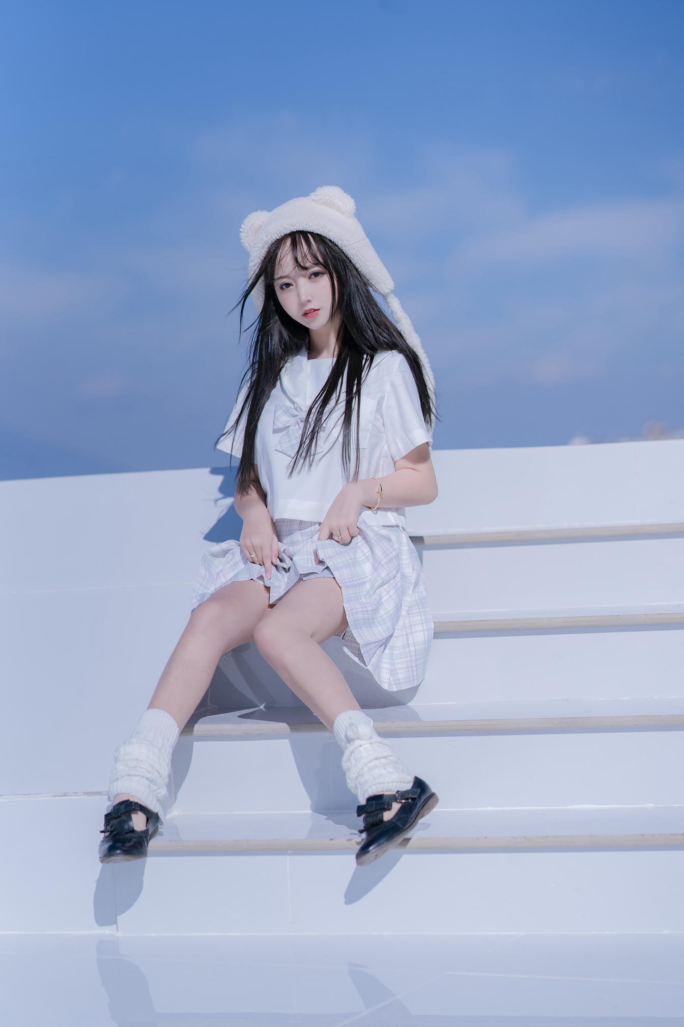 过期米线线喵 NO.070 天台JK [58P-86MB]_第2集