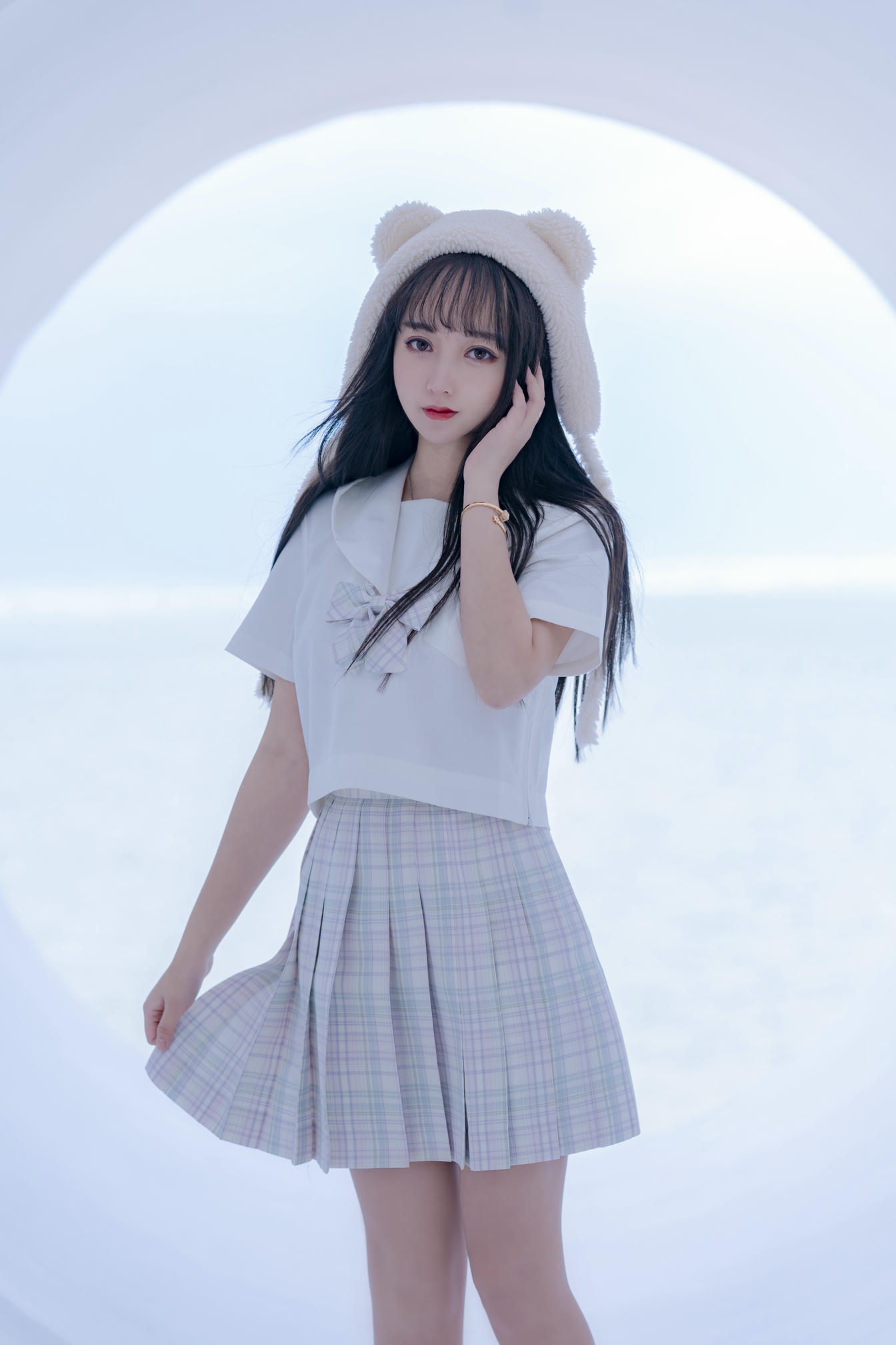 过期米线线喵 NO.070 天台JK [58P-86MB]_第3集