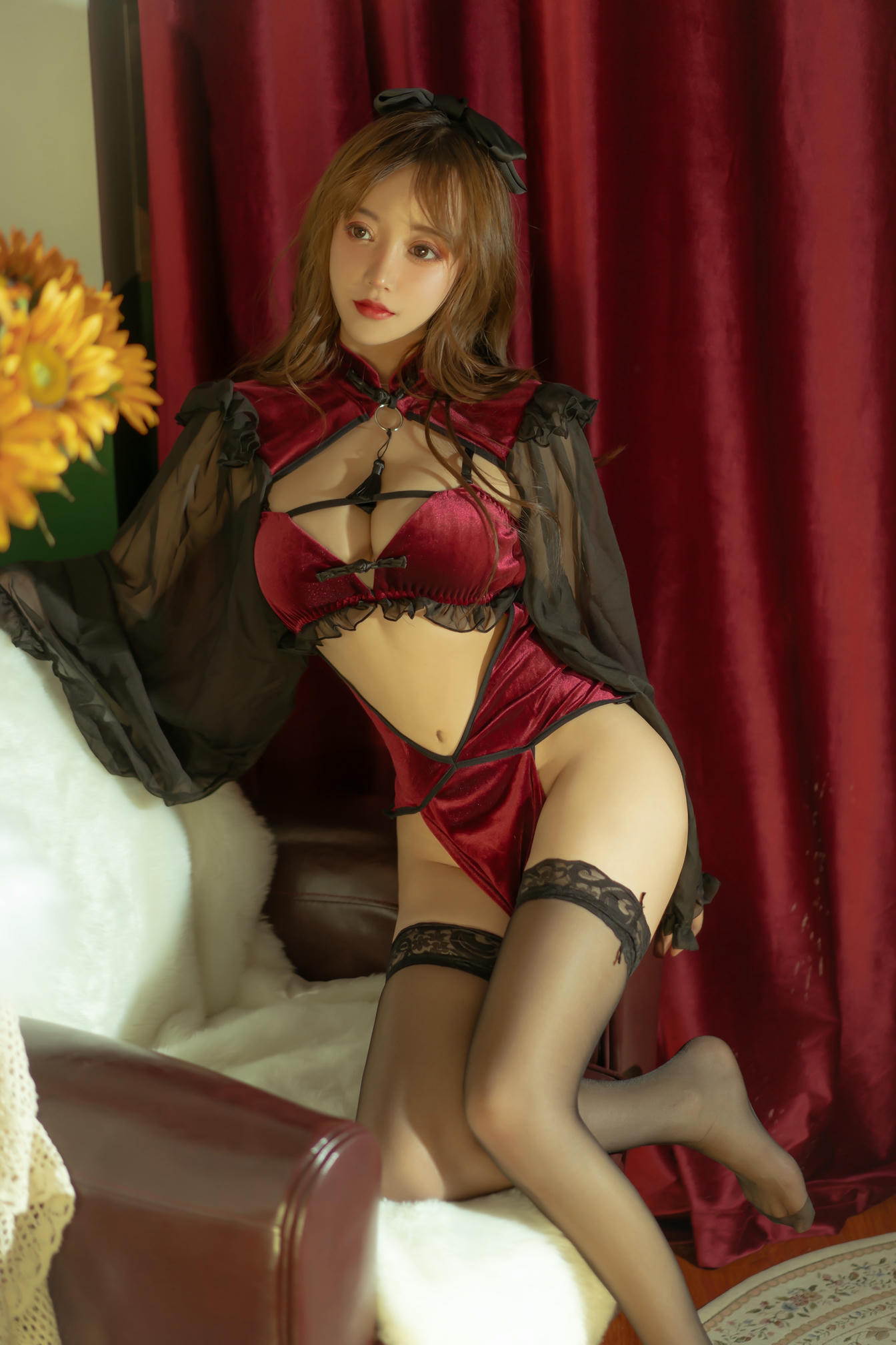 过期米线线喵 NO.100 红丝绒旗袍 [53P-86MB]_第2集