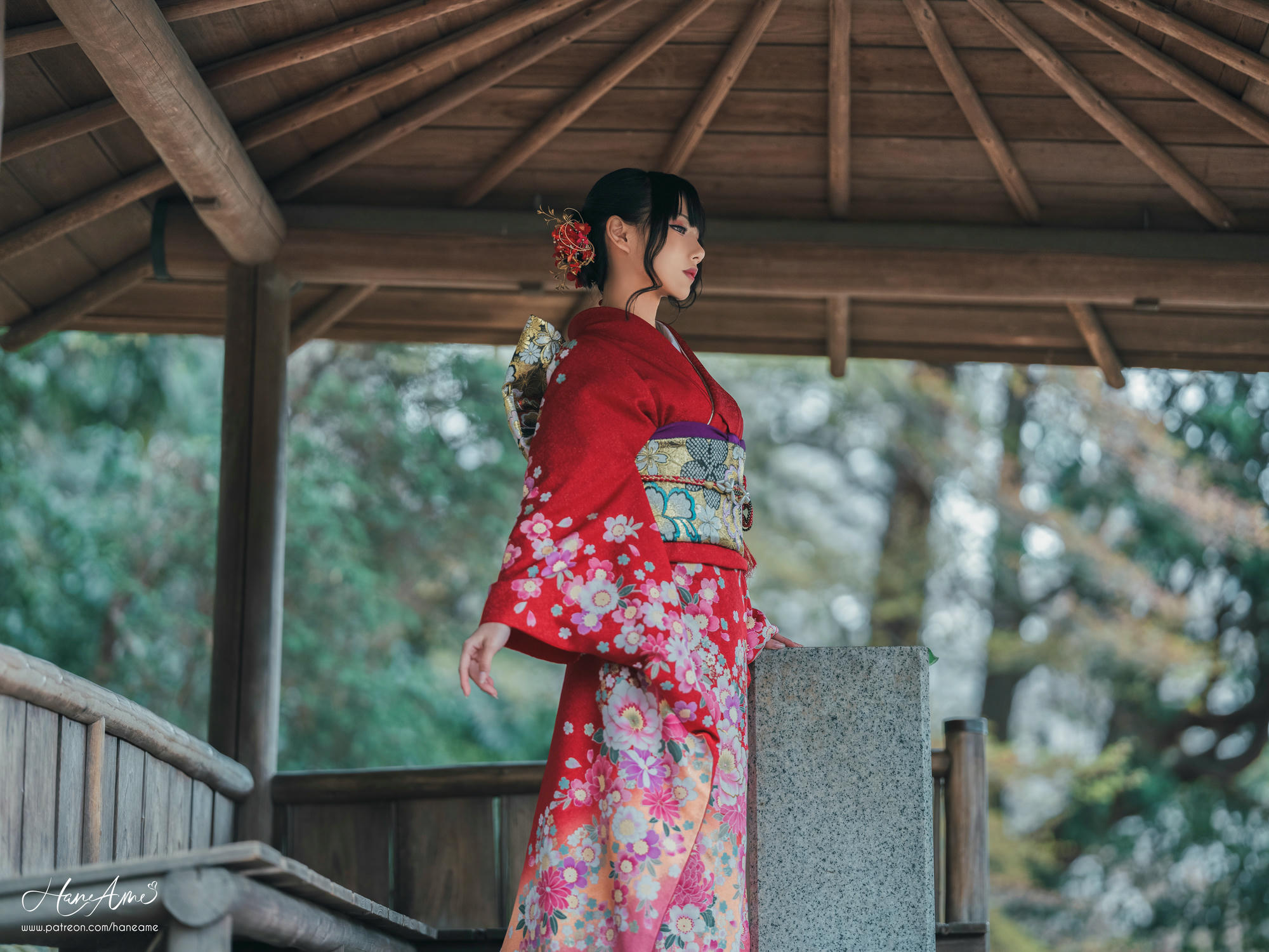 HaneAme雨波 NO.092 赤紅和服 [38P-736MB]_第2集