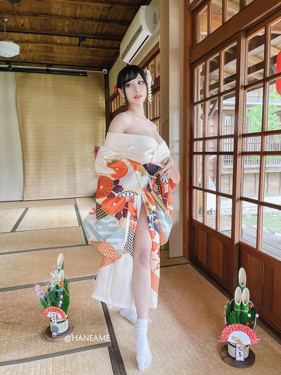 HaneAme雨波 NO.163 Flower Print Kimono Girl[46P-223MB]_第2集
