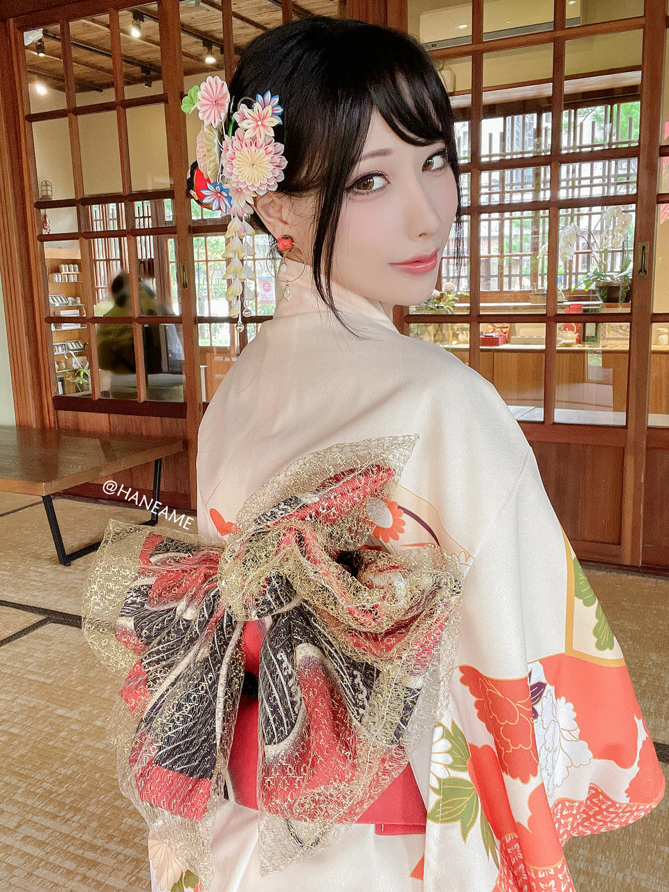 HaneAme雨波 NO.163 Flower Print Kimono Girl[46P-223MB]_第2集