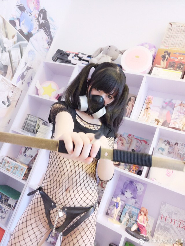 Nagesa魔物喵 女忍者黑网纹全身诱惑_第1集