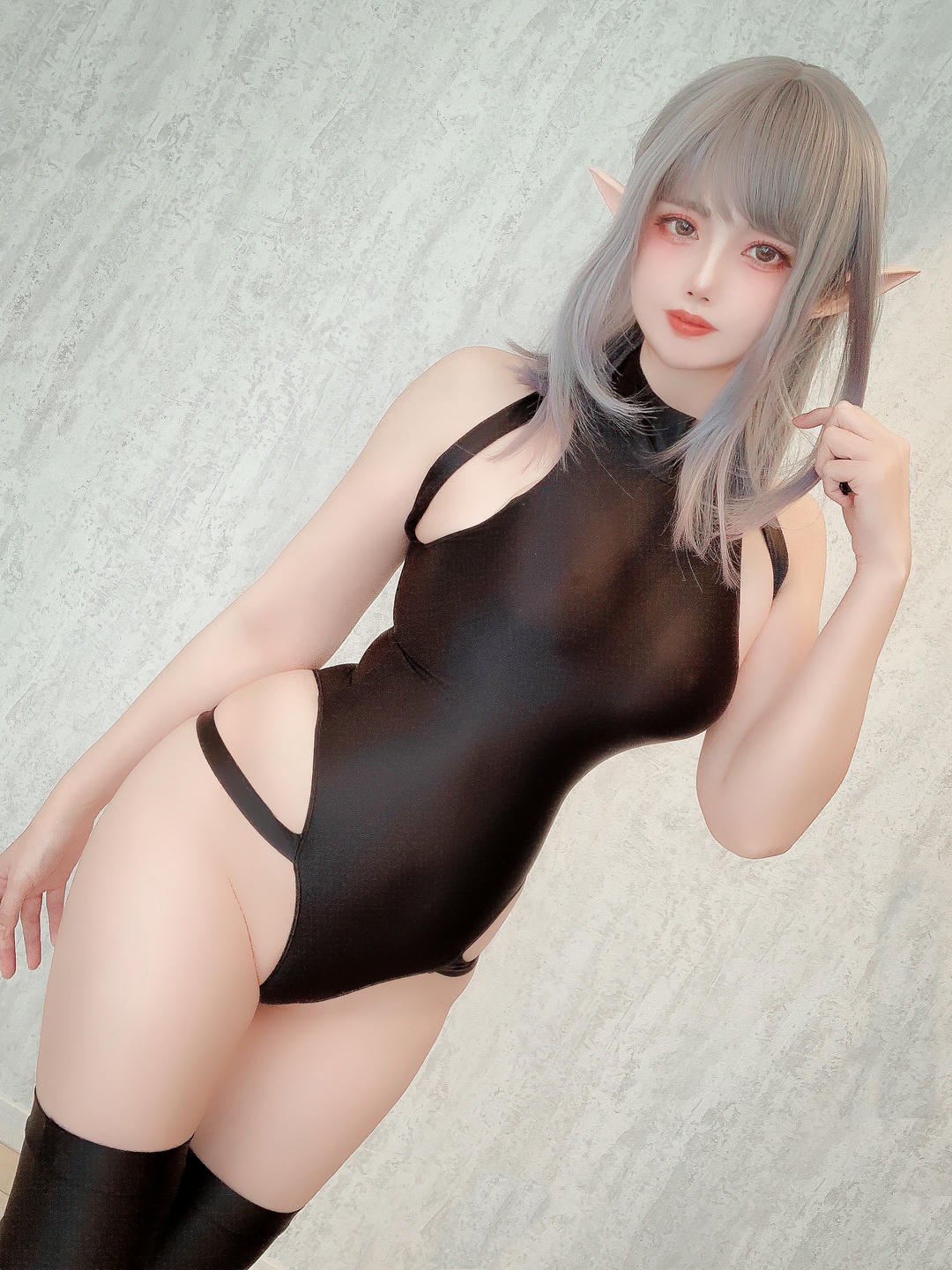 日本coser-Uriうり-Fantia-2022-06-01 黒水着エルフ🧝🏻‍♀️23sheets_第1集