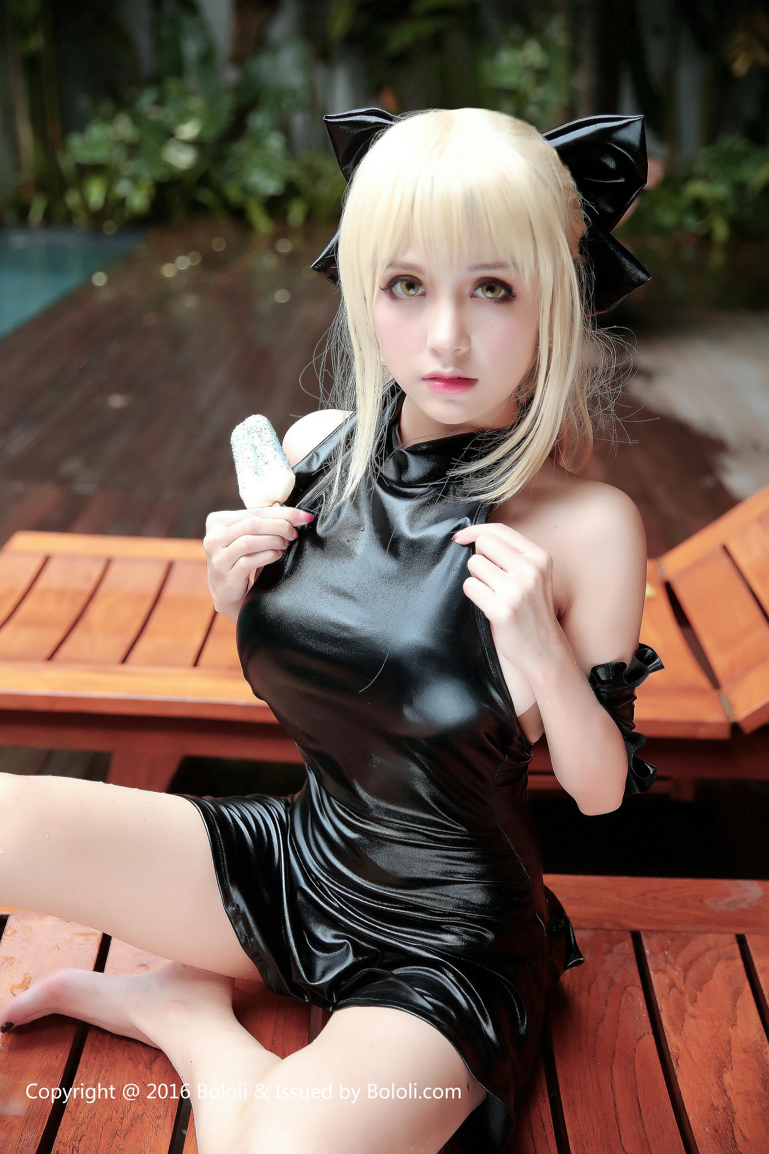 夏美酱 NO.027 [BoLoli波萝社] 2017.03.15 BOL031 泳池saber水着条纹比基尼  [40P-482MB]_第1集