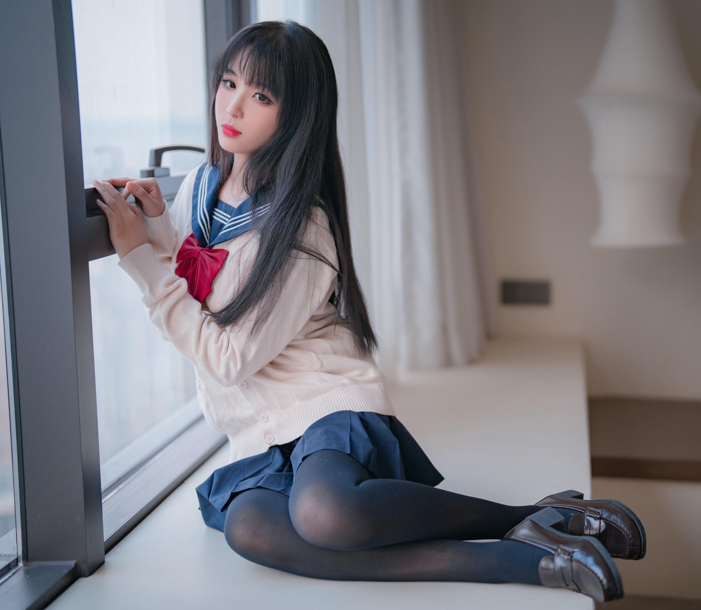 轩萧学姐 NO.045 黑丝JK 2.0 [44P-167M]_第1集