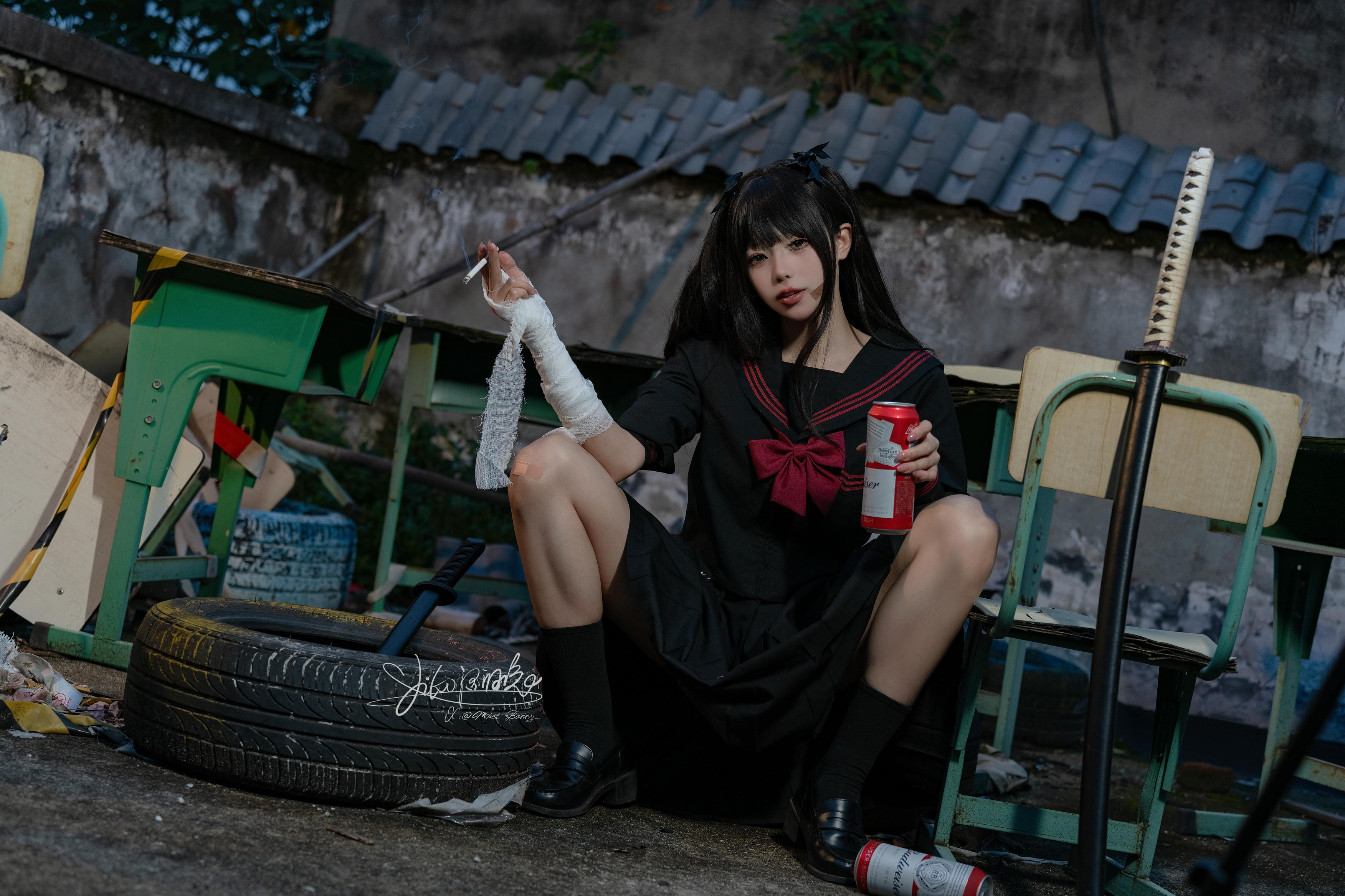 Yiko湿润兔 NO.197 24.11月作品『不良女高』短发 [73P1V 1.79GB]_第1集