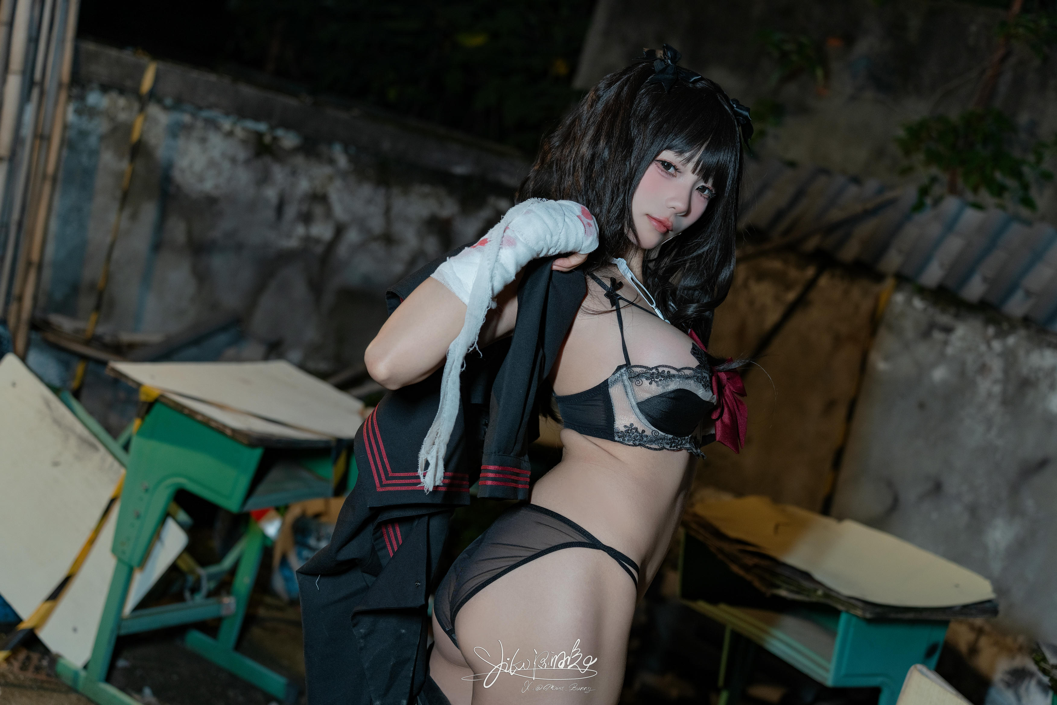 Yiko湿润兔 NO.197 24.11月作品『不良女高』短发 [73P1V 1.79GB]_第2集