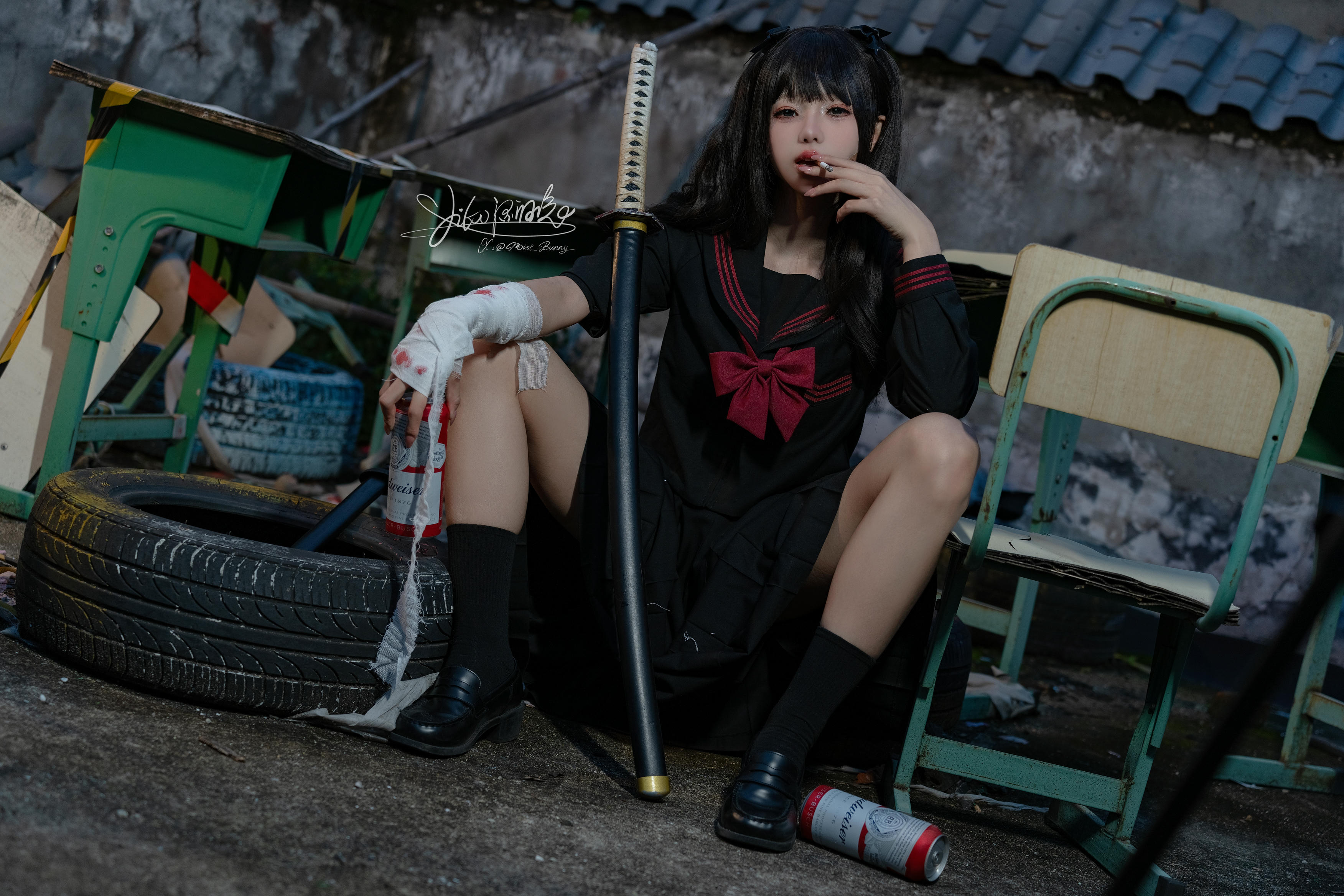 Yiko湿润兔 NO.197 24.11月作品『不良女高』短发 [73P1V 1.79GB]_第1集