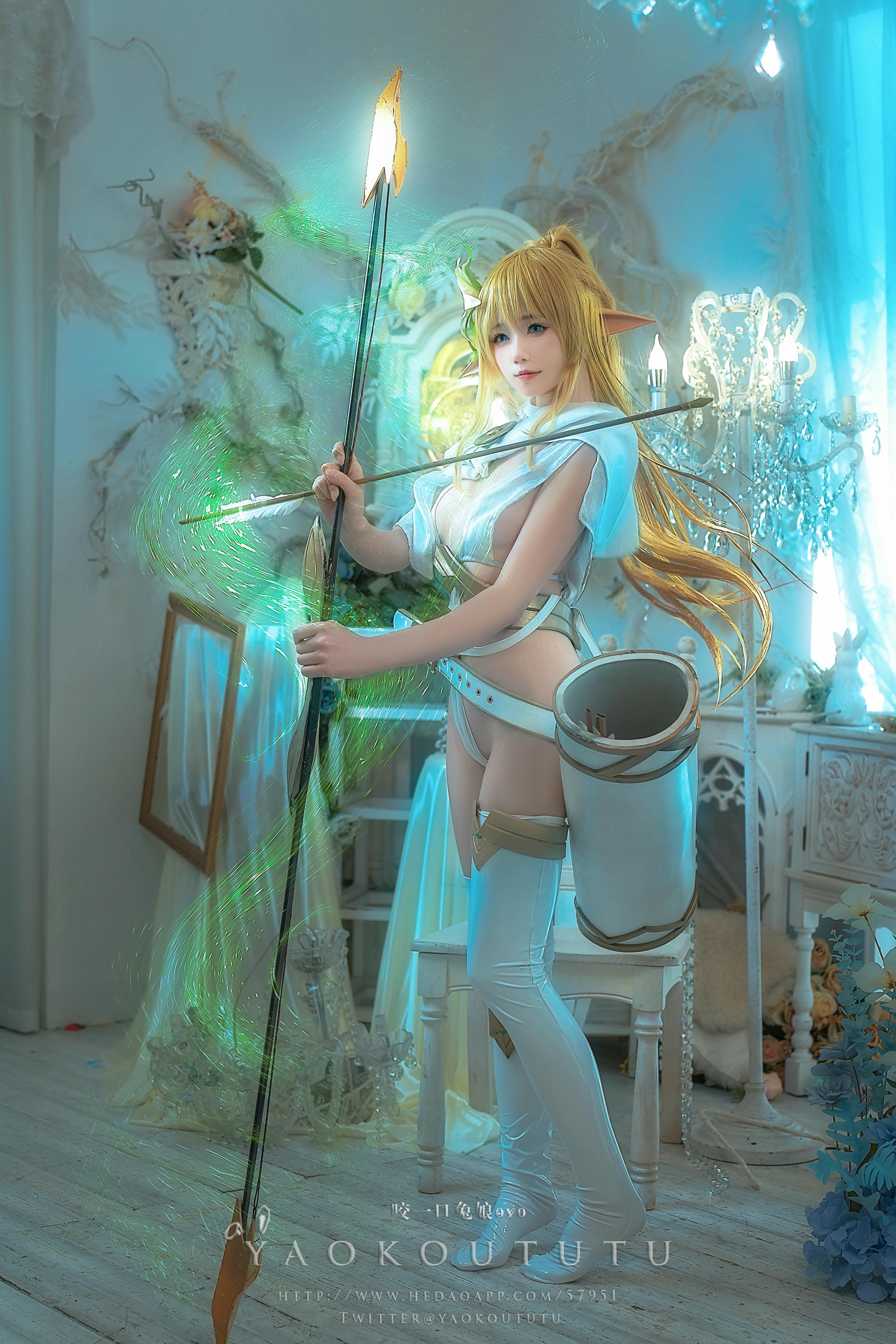 黏黏团子兔 NO.064 咬一口兔娘ovo 六月订阅『精灵 弓箭手+广寒宫』[50P+1V 1.23GB]_第3集