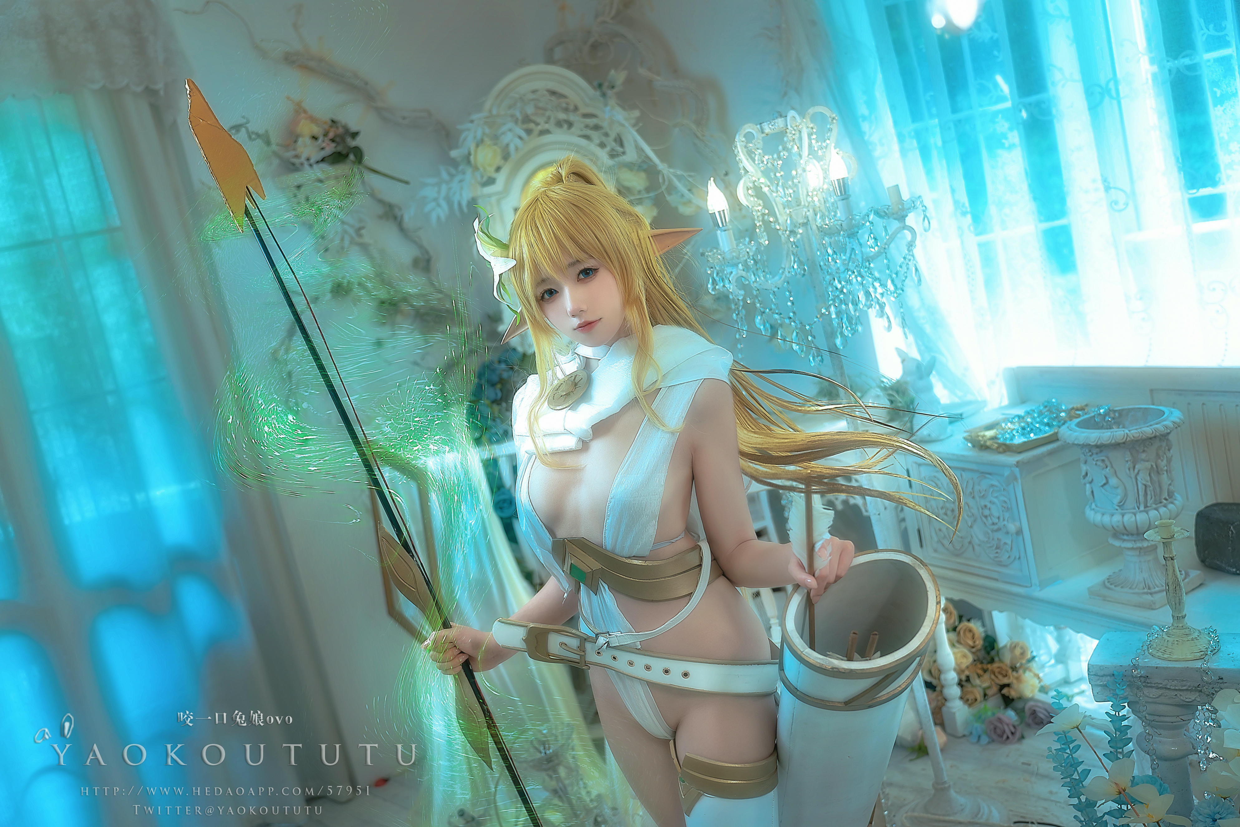 黏黏团子兔 NO.064 咬一口兔娘ovo 六月订阅『精灵 弓箭手+广寒宫』[50P+1V 1.23GB]_第3集