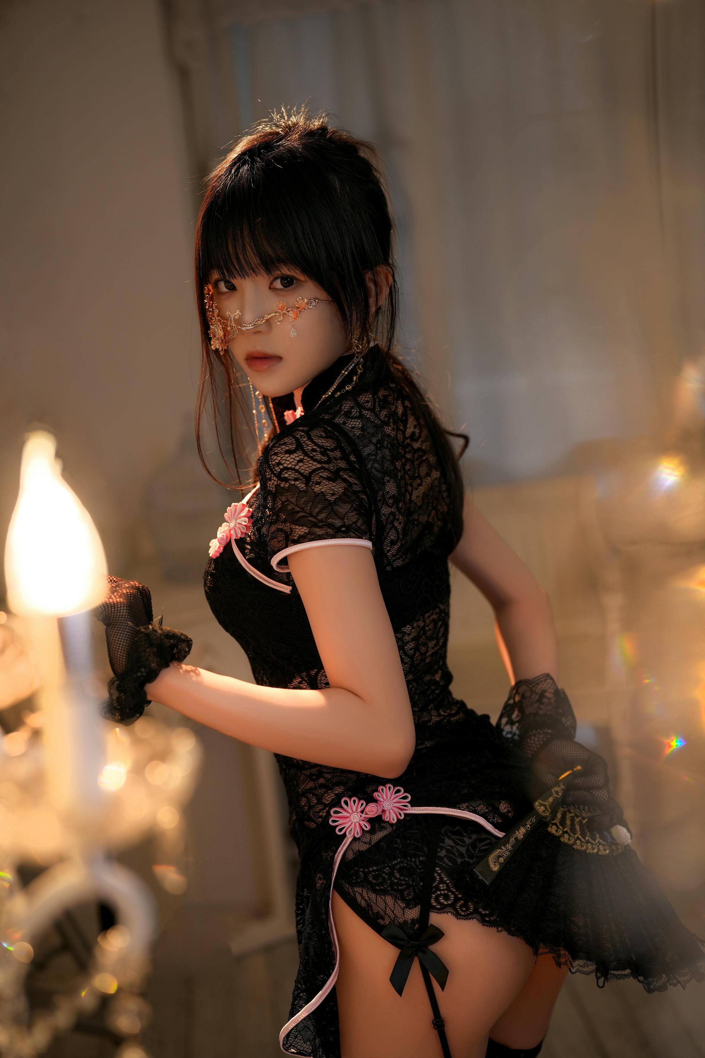 桜桃喵 NO.178 蕾丝旗袍正片 [54P1V 1GB]-面具舞会_第1集