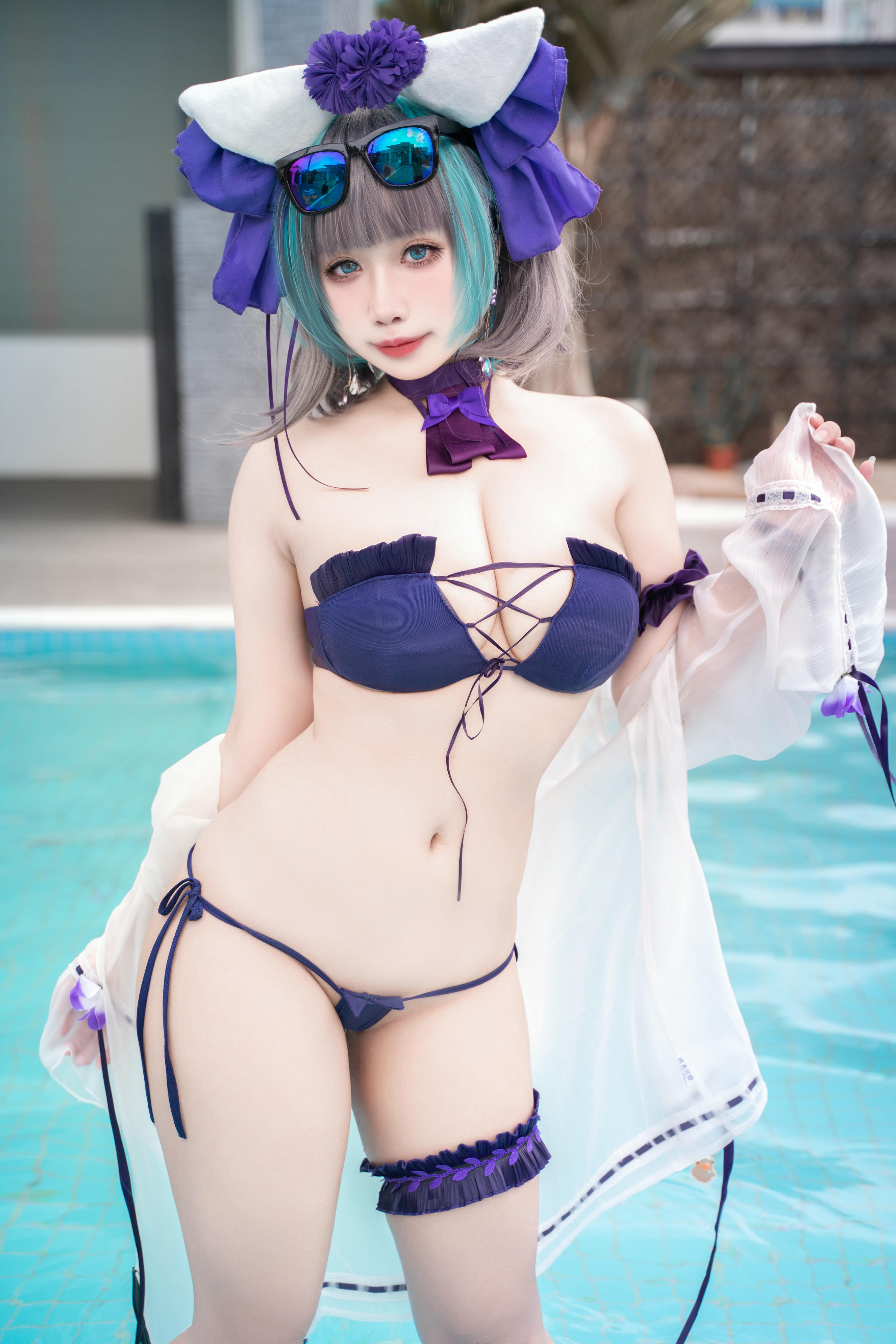 贞子蜜桃 NO.016 碧蓝航线 柴郡泳装[60P-1V-1.2G]_第2集