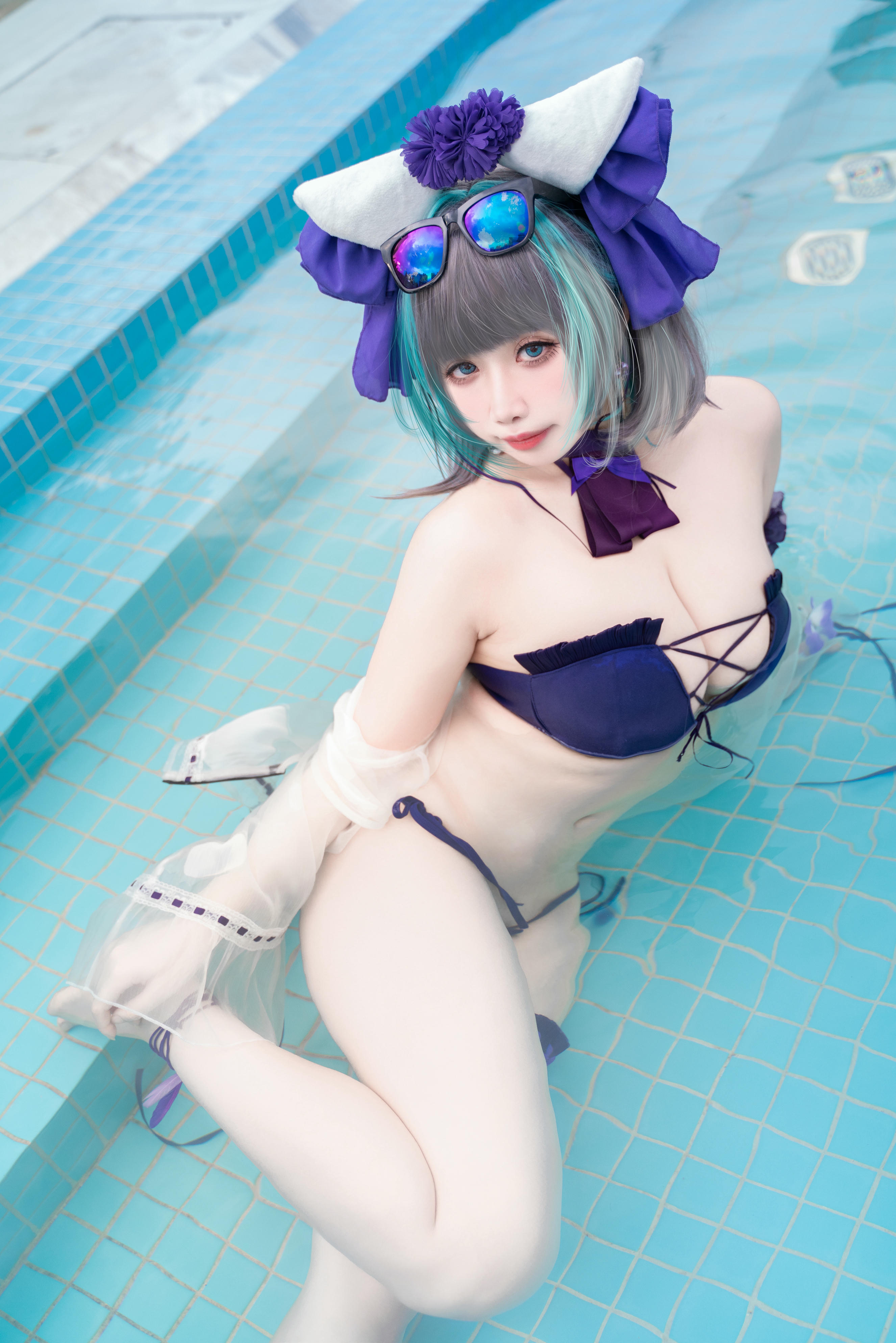 贞子蜜桃 NO.016 碧蓝航线 柴郡泳装[60P-1V-1.2G]_第2集